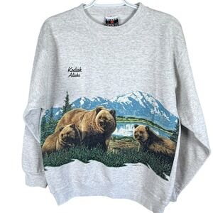 Vintage 1992 Signal Sports Kodiak Alaska Bear Wildlife Sweatshirt Mens M USA